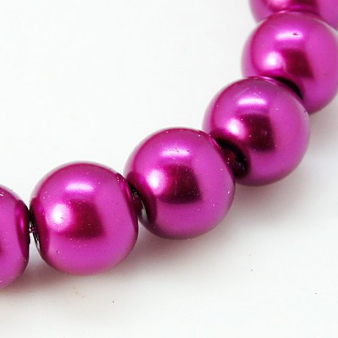 Perles rondes ,nacrées ,6 mm, magenta (x25)