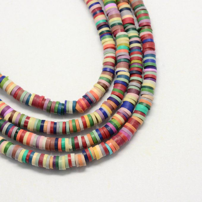 Perles Heishi en pâte polymère 3x1mm (x1 chapelet) mélange de couleurs M2
