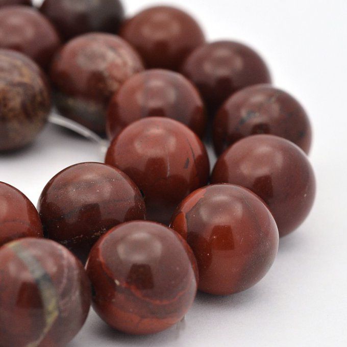 Perle ronde en Jaspe rouge naturel diamètre 12mm  