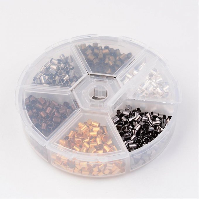 Assortiment perles à écraser Tube 3x3  trou 2.5mm