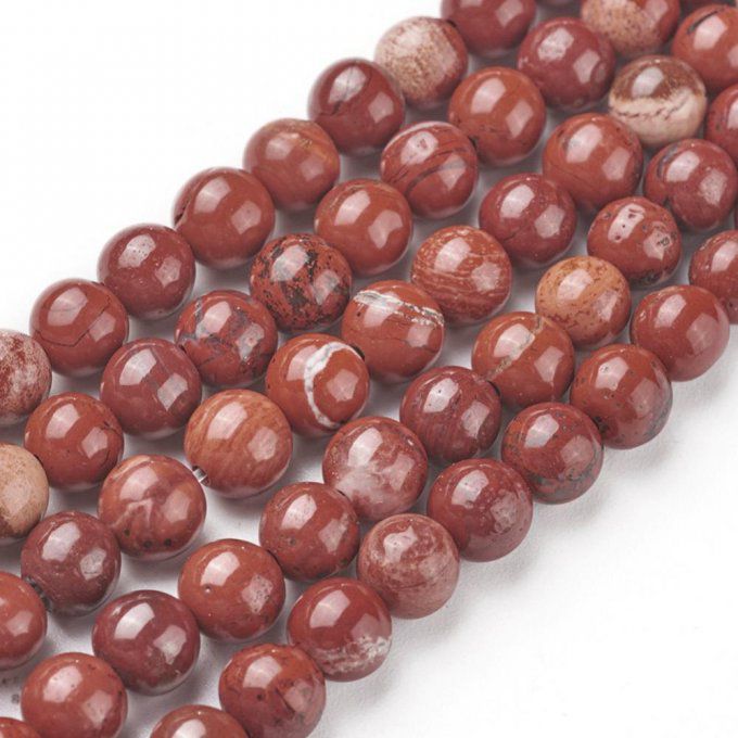 Perle ronde en Jaspe rouge naturel diamètre 6mm 