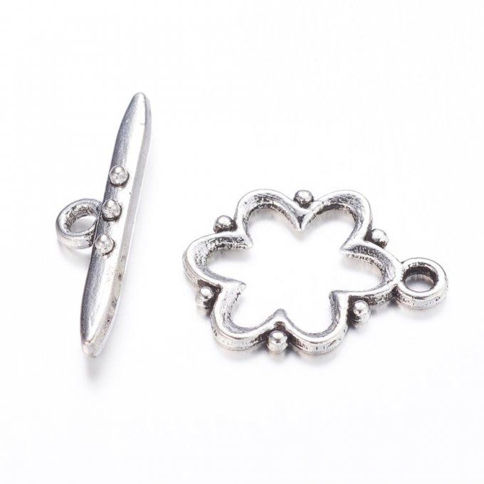 Fermoirs en T  Ø19x15.5mm couleur argent antique (x10)