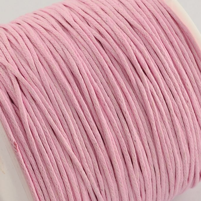 Cordon coton ciré Ø 1mm rose