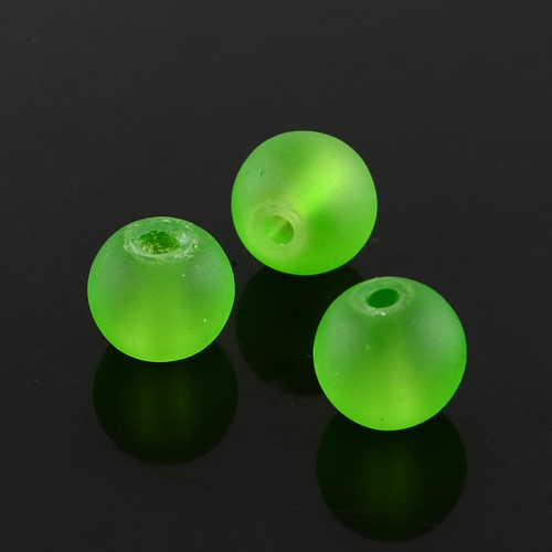 Perles  verre transparent givré Ø10mm  vert (x25)