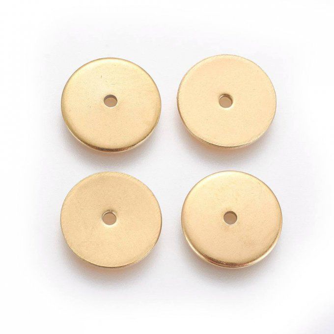 Perles Heishi en acier inoxydable 304  doré en forme de disque 6x0.7mm (x10)