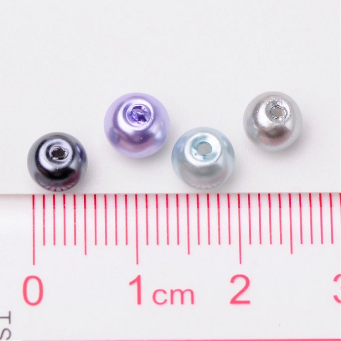 Mélange de 200 perles nacrées Ø6mm  Gris-argent