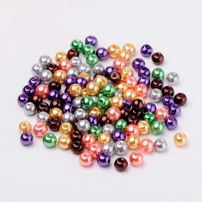 Mélange de 200 perles nacrées Ø6mm Halloween