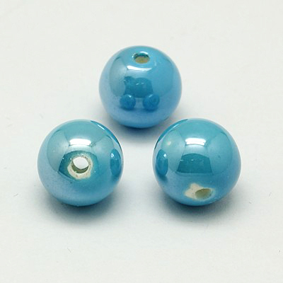 Perles porcelaine nacrée  Ø 12 mm  bleu ciel