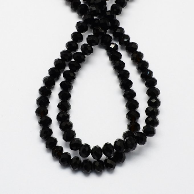 Perles facettées,forme d'abaque 4x3mm noir (x50)