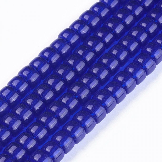 Perles de verre en forme de colonne 8x5~6mm coloration  bleu  (x10) -