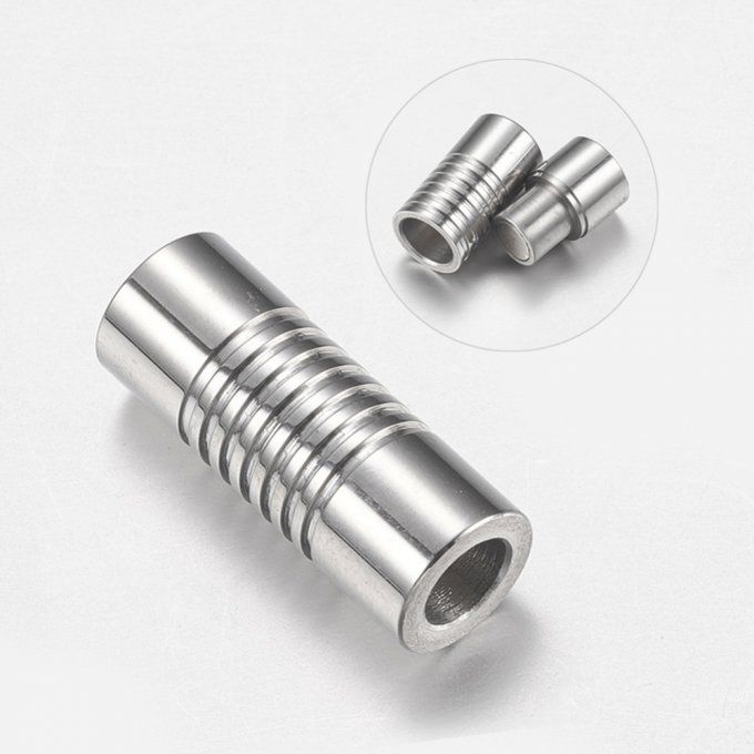 Fermoir magnétique en acier inoxydable forme de colonne 18x7mm