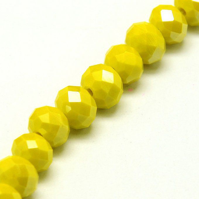 Perles facettées,opaque ,forme abaque 8x6mm or AB (x10)