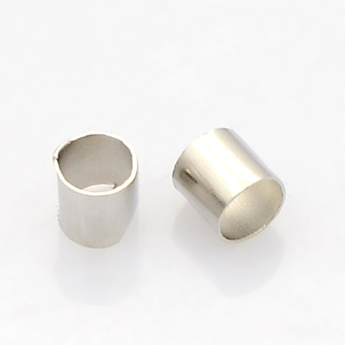 Perles à écraser tube 3x3mm  platine (env 800)