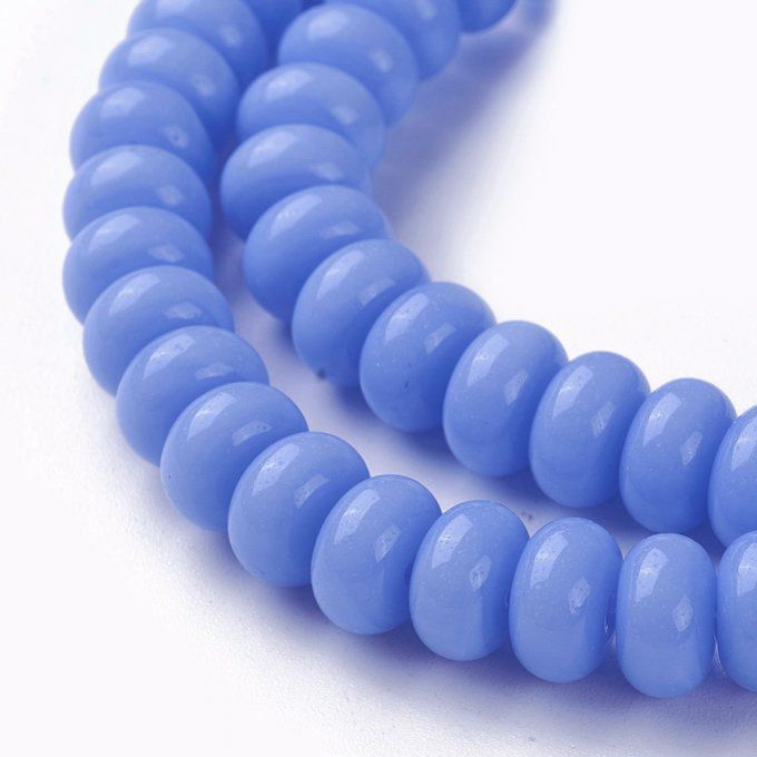 Perles de verre opaque forme rondelle 8x4mm  (x50)  couleur bleuet