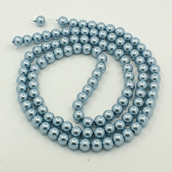 Perles rondes ,nacrées ,10 mm, bleu clair  (x10)