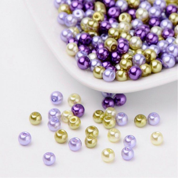 Mélange de 400 perles nacrées Ø4mm Lavande