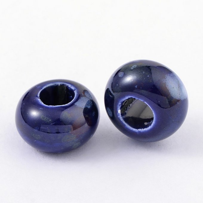 Perle Européenne céramique Ø15mm bleu acier
