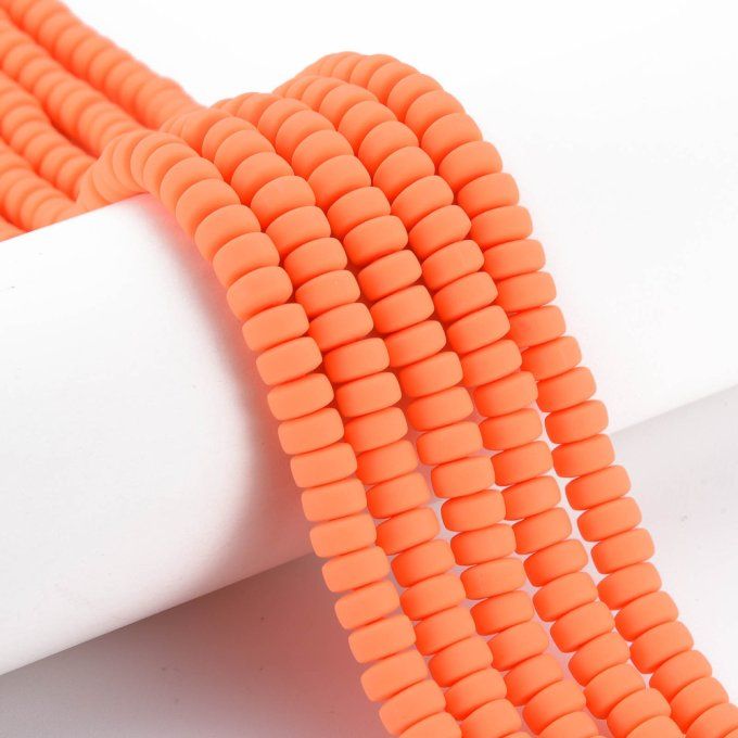 Perles Heishi en pâte polymère 6.5x3mm (x1 chapelet) couleur corail