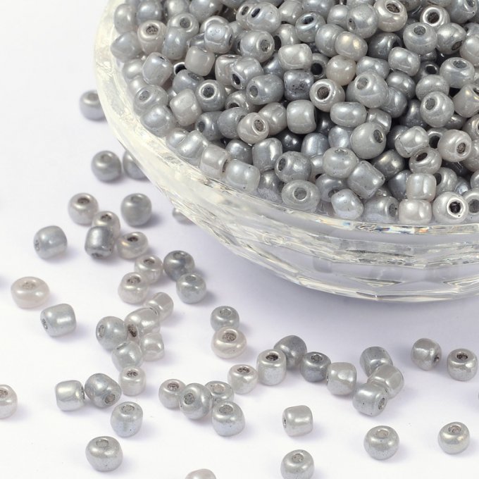Perles de rocaille 4mm 20g gris nacré