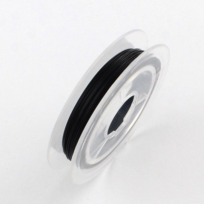 Fil câblé en acier revêtu nylon diamètre 0.45mm / long 10m couleur noire