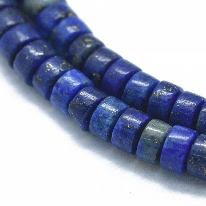 Perle en forme de rond plat, en lapis lazuli naturelle 3.8~4.2 x 2~4.5 mm