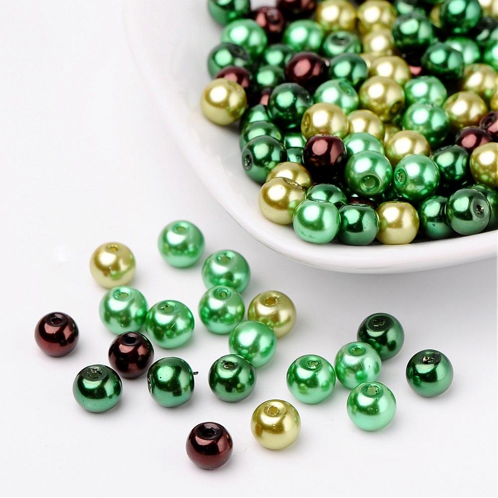 Mélange de 200 perles nacrées Ø6mm Choc-Menthe