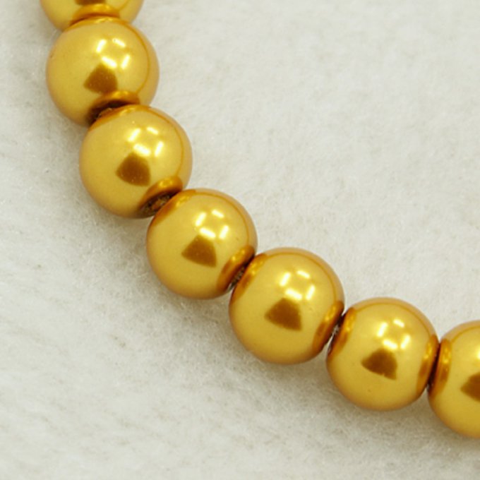 Perles rondes ,nacrées ,10 mm, or  (x10)