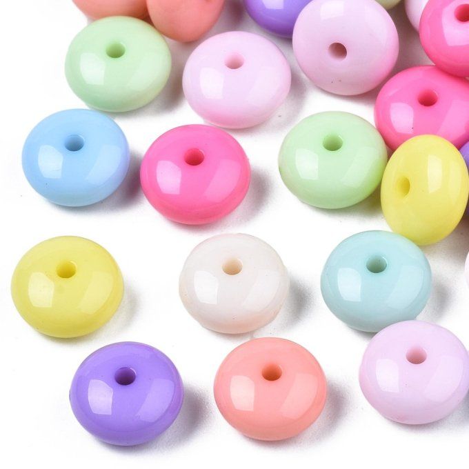 Perles en acrylique ,mélange de couleurs  ,forme rondelle  (50g) A14