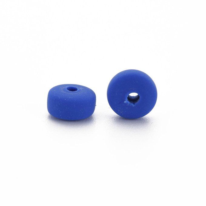 Perles Heishi en pâte polymère 6.5x3mm (x1 chapelet) couleur bleu