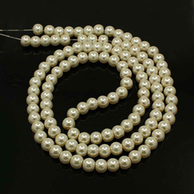 Perles rondes ,nacrées ,10 mm, ivoire  (x10)