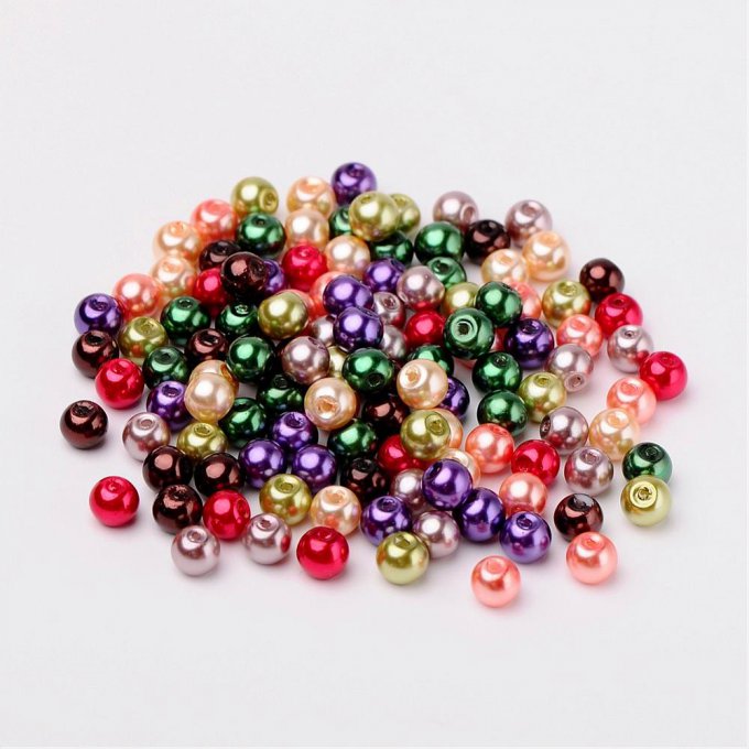 Mélange de 200 perles nacrées Ø6mm  Colors