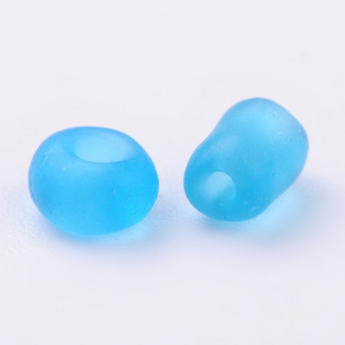 Rocaille 4mm,givrées, bleu ciel (20g)