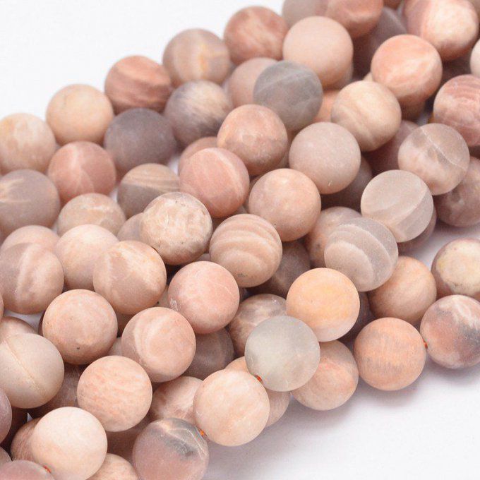 Perle en Sunstone naturelle (pierre de soleil) diamètre 6mm 