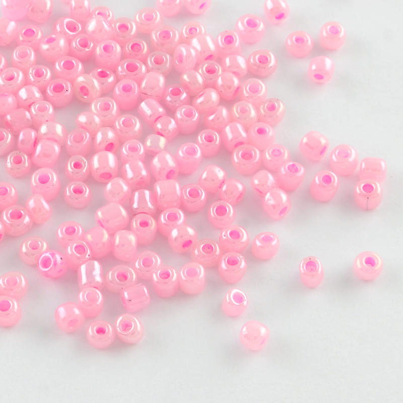 Perles de rocaille 3mm,ceylan rond , rose clair (20g)