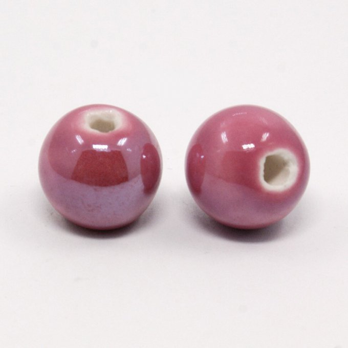 Perles porcelaine nacrée  Ø 12 mm  violet clair
