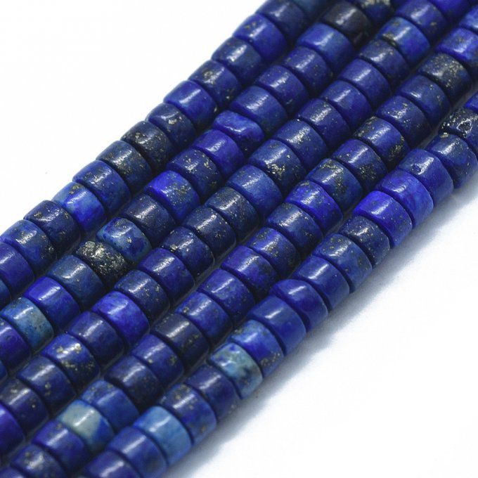 Perle en forme de rond plat, en lapis lazuli naturelle 3.8~4.2 x 2~4.5 mm