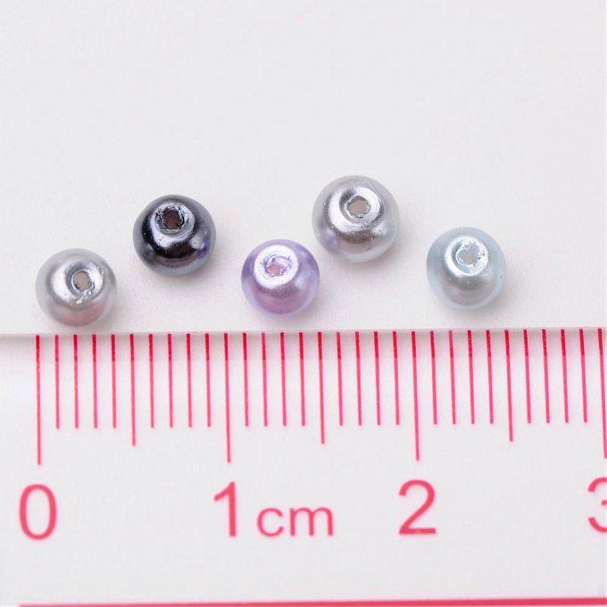 Mélange de 400 perles nacrées Ø4mm Gris-argent