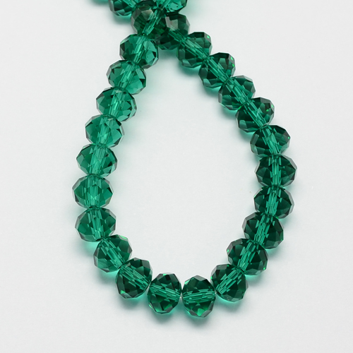 Perles facettées,transparentes,forme abaque 8x6mm vert mer (x50)