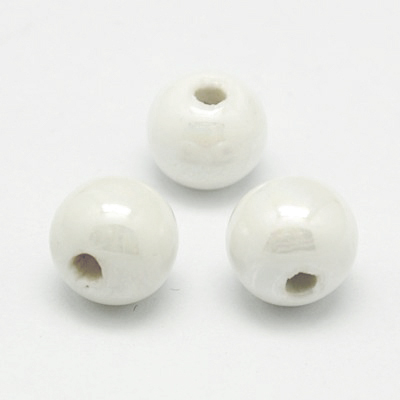 Perles porcelaine nacrée  Ø 12 mm  blanc