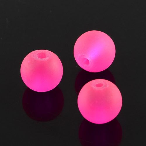 Perles en verre transparent givré Ø10mm rose foncé (x25) 
