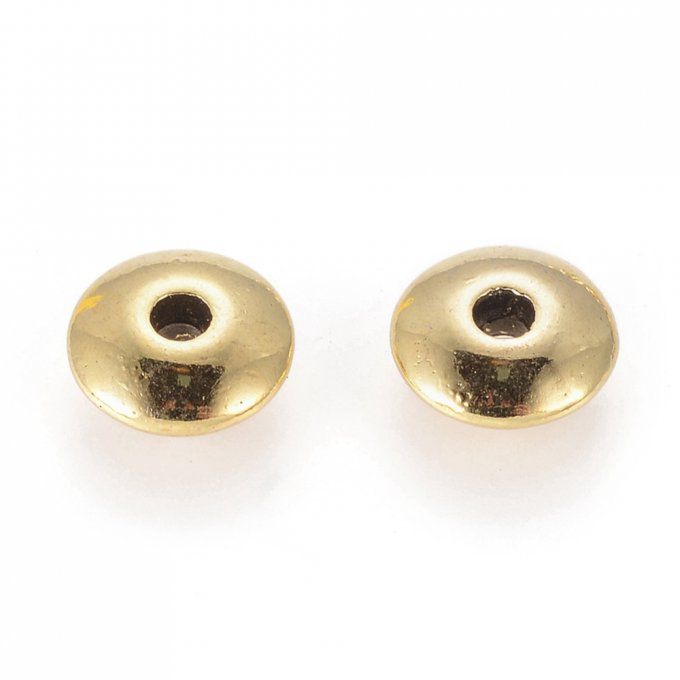 Perles Heishi en métal doré en forme de disque 6x2mm (x10)