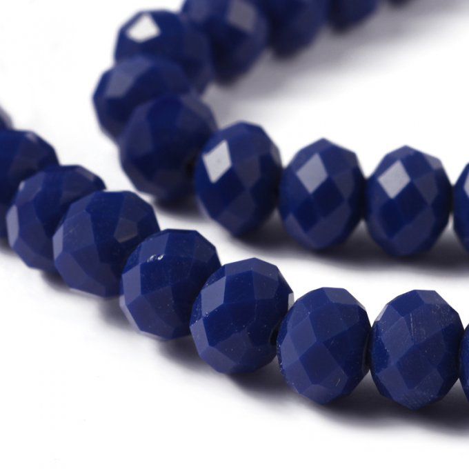 Perles facettées,opaque ,forme abaque 8x6mm bleu (x10)