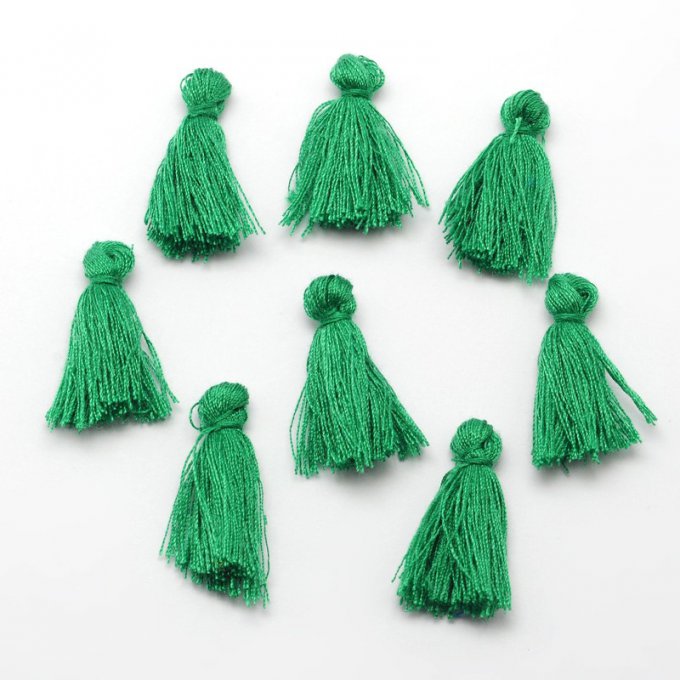 Pompons en fil de coton paquet de 5  vert