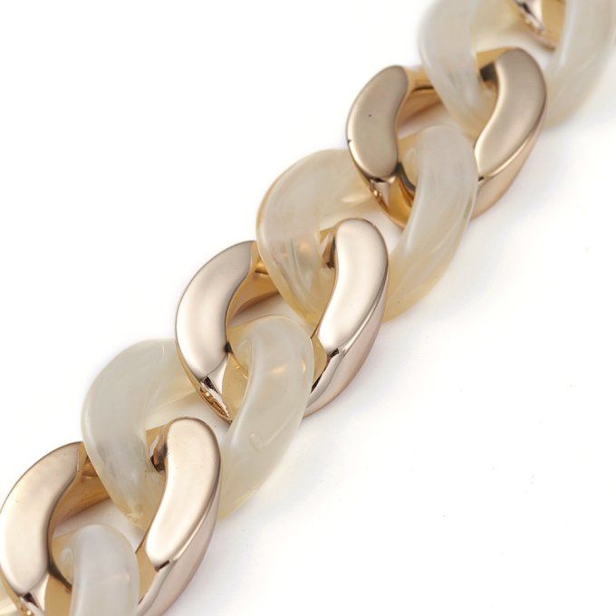 Chaîne avec anneaux "ouverts" opaque , couleur or et blé  ,anneaux 22-23x16-17x5mm (x1m)