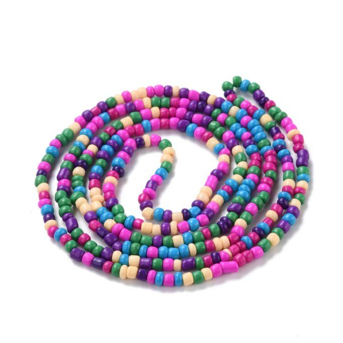 Perles de rocaille sur fil / chaîne de corps extensible longueur 80cm (x1)couleur "bonbon" 
