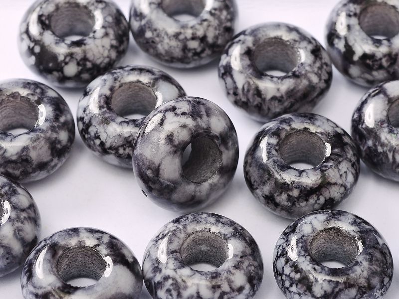Perle de verre en forme d'anneau  couleur Alabaster Earthtone Marble