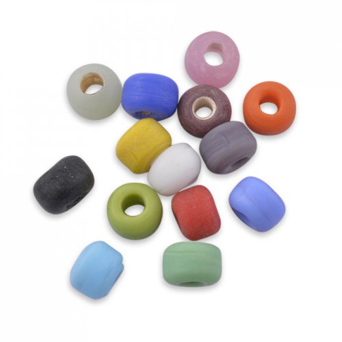 Mélange de perles de verre Indiennes en forme d'anneaux Ø env. 9mm (20 perles)