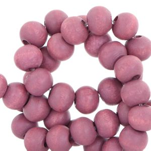 50 perles rondes en bois Ø 8mm couleur rouge aubergine foncé