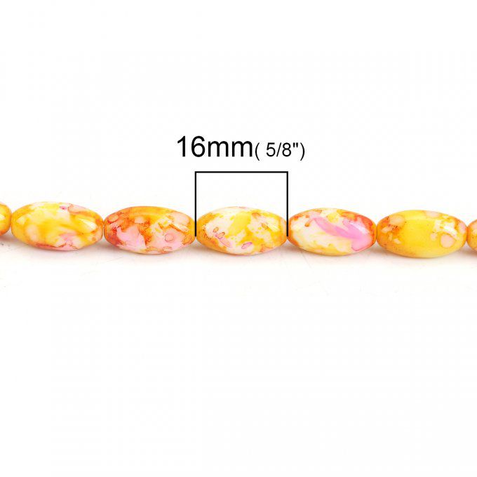 Perles en Verre Ovale Orange à facettes  16mm x 8mm 