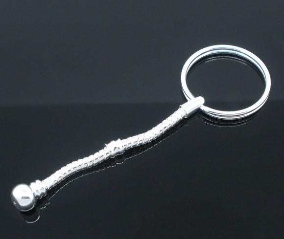 Porte-clés pour perles style Pandora longueur 8cm couleur argent